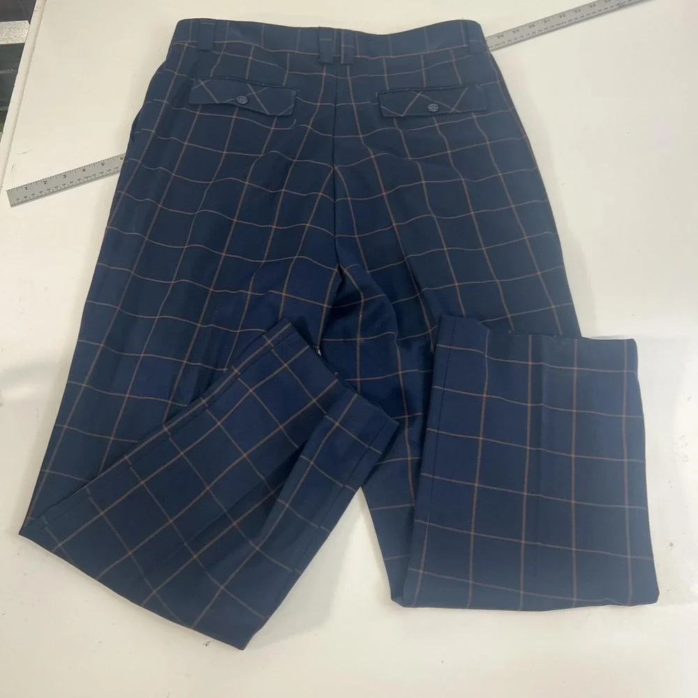 Steven‎ Land Suit 3 Piece 44L 36x30 Blue Henry Windowpane Plaid Dressy